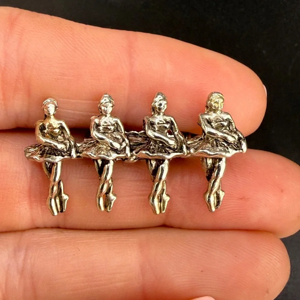 Vintage Ballet Dancer Brooch Silver Tone